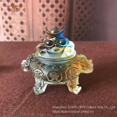 Chinese Traditional Culture Liuli Tripod Cup Craft Trophy Home Office Decoration photo-5