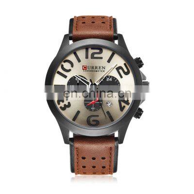 CURREN Brand Men's Watch Luminous Small Three - Stitch Leather Men's Watch Sport Waterproof Quartz Watch