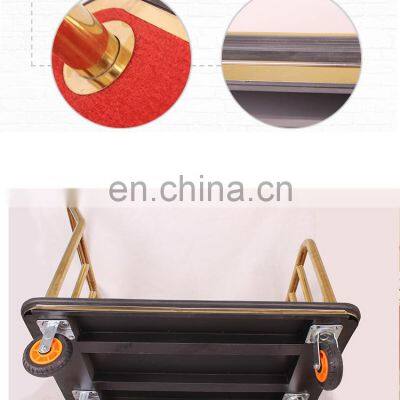 High Quality Titanium Gold Plated Hotel Luggage Cart Bellman Cart Trolley Service photo-5