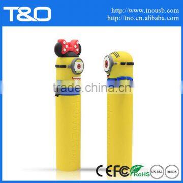 PVC Slicone 2600mAh Minion portable rohs power bank