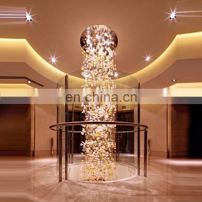 Custom Modern Long Glass Bubble Ball Blown Glass Chandelier Lobby Chandelier Luxury