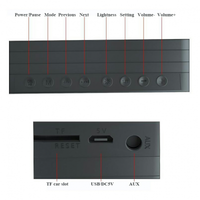 Portable Mini Alarm Clock Wireless Tooth Speaker Portable Mirror Vehicular Audio System Tooth Plastic Mini Broadcast Battery photo-4