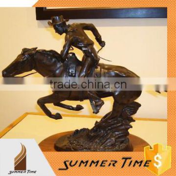 Bronze human riding a horse sculpture for interior decoration