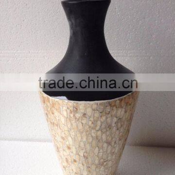 Best selling High quality MODERN natural mother of pearl inlay with black lacquer vase from Vietnam