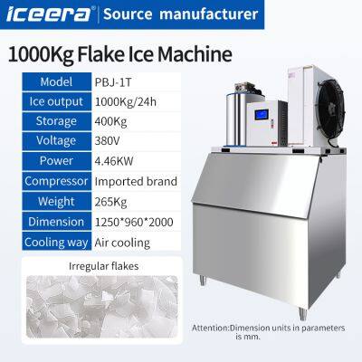 2000 Pound 1t 1000kg Automatic Commercial Kitchen Equipment Flake Ice Machine for Distributor OEM