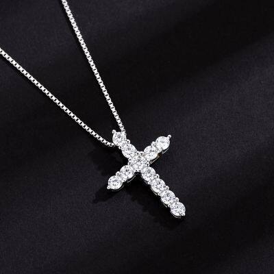 European and American Fashion, Individuality, Creativity, Diamond Studded Cross Necklace, Men's and Women's Versatile Punk photo-2