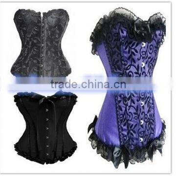 Sexy Purple STEEL BONED BUSK CORSET Lace up Overbust Corset Basque Plus Size