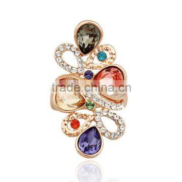 24k gold arab gold jewelri multi color stone ring