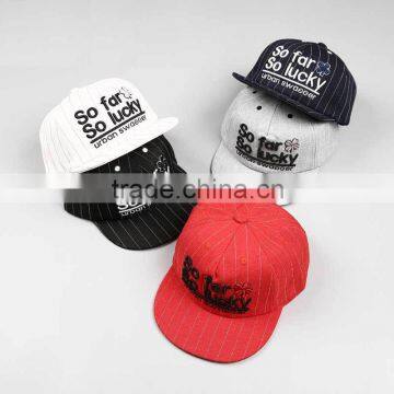 Fashion Trendy So Far So Lucky 3D Embroidery Striped Kids Baseball Hats                        
                                                Quality Choice