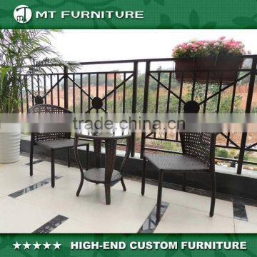 outdoor wicker rattan stackable chair and round table garden set wholesale
