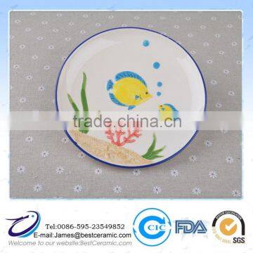 hand painting colour Ceramic Plate sea style