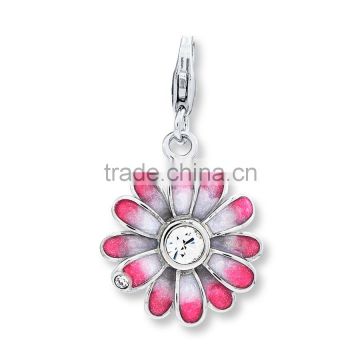 Vnistar wholesale fancy flower charm pink enamel pendant with lobster clasp cheap,TC-023