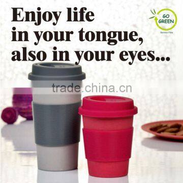 bamboo fiber travel mug with cover,straw