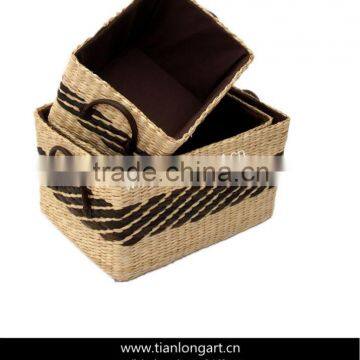 wholesales Eco-friendly cheap handmade woven straw storage basket weaving