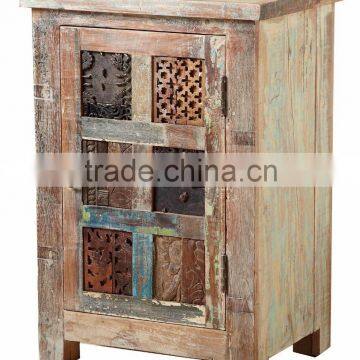 WOODEN BED SIDE CABINET , RECYCLE WOOD BED SIDE CABINET