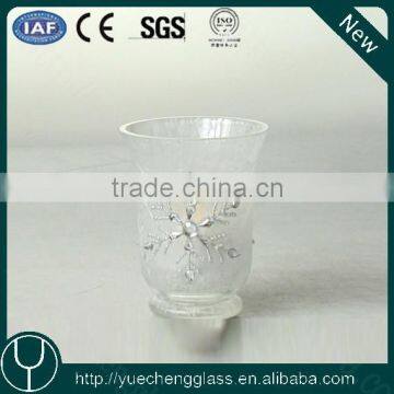 Snowflake decoration frosted glass votive hurricane lantern lamp candle holders manufacturer