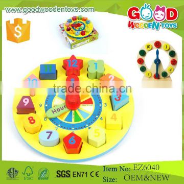 Early Educational Toy Top Quality Wooden Kids Toy Clock for Promotion