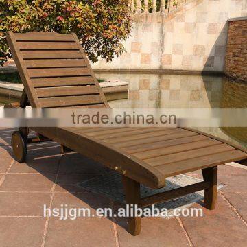 outdoor wooden beach sun lounger