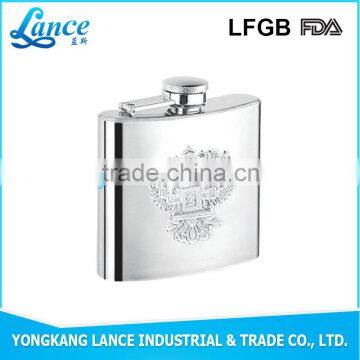 Wholesale embossed promotion engraved logo hip flask size for men