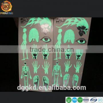 scary images design fake foil glow in the dark noctilucence temporary tattoo sticker