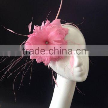 The hottest sale pink feather hair fascinator