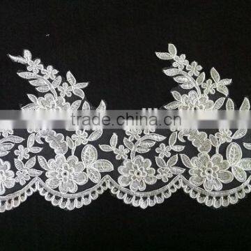 Top quality white french cord lace design for wedding dress