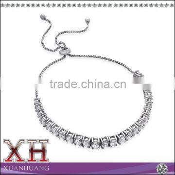 Most pupular design 925 sterling silver ajustable zircon bracelet