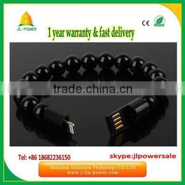 2015 hot selling durable bright colours bracelet data cable Line