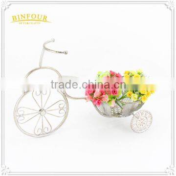 Round Planter for Home Used White Metal Flower Pots photo-3
