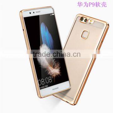 luxury Clear Crystal Chrome Side Soft TPU Case Cover For Huawei Ascend P9