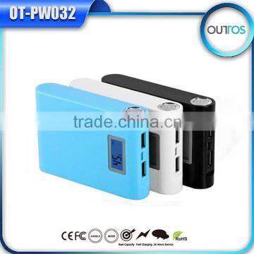 Outtos 18650 3.7v battery 8800mah power bank with torch for smartphones