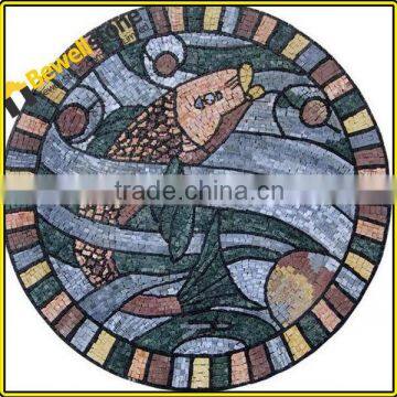 Precut marble medallion mosaic tiles, fish medallion mosaic for home decors