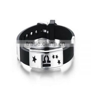 Engrave Metal Plate Silicone Bracelet Stainless Steel photo-4