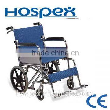 Steel wheelchair with Drop-back brake handle