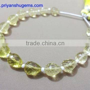 Lemon Quartz Faceted Drops straight drilled