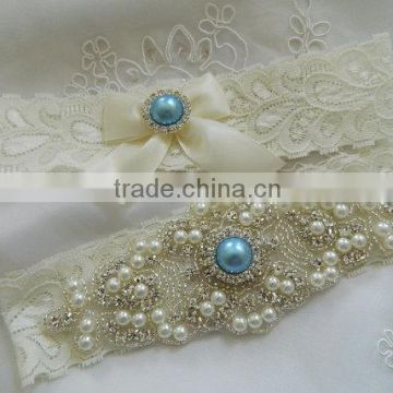 Amazing rhinestone bridal garter,something Blue wedding garter,blue garter