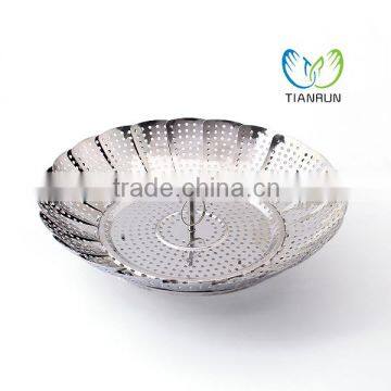 Collapsible Folding Stainless Steel Mesh Food Dish Vegetable Steamer Basket Cooker