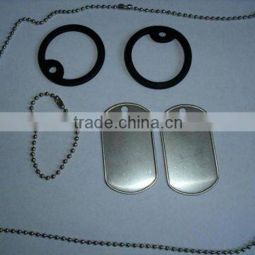 Military Dog Tag Set Supplie,1Set=2pcs 3.8cm Black Silicon Rubber+2pcs Dog Tag+1pc S/S Long Chain+1pc Short Chain