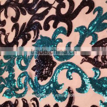 Fashion net mesh lace sequin embroidery fabric for dress