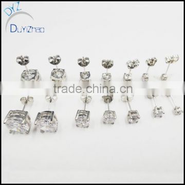 cheap mutil size cz stud earrings clear round cz earrings