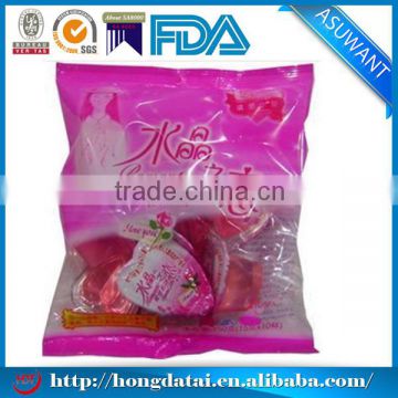 attractive design pink plastic packing bag for fruit jelly pudding