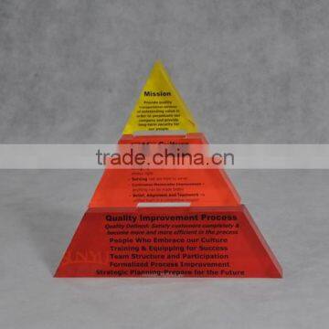 3 Colour Words Print Acrylic Pyramid Triangular Paperweight With Competitive Price photo-2