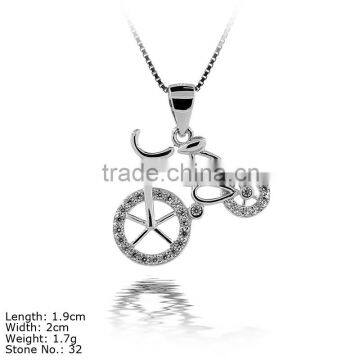 PZ9-064 Pendant with CZ Stone 925 sterling silver bike pendant