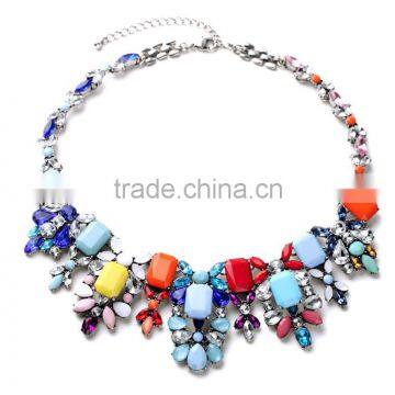 2015 Summer Mix Candy Colorful Geometric Resin Beads Jeweled Choker Statement Necklace