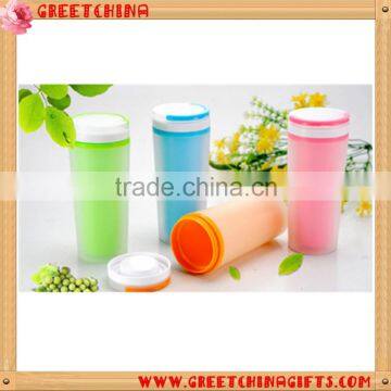 Double wall transparent plastic advertising mugs/cups