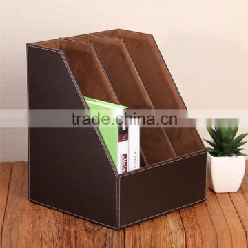 Special offer desktop leather file holder high-grade commercial office information creative three column file frame