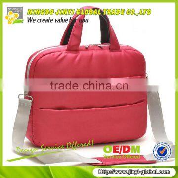 2014 New red plain computer bag polyester laptop bag 15.6 with long handle