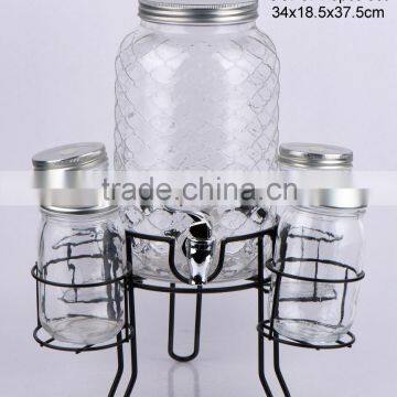 Juice dispenser with glass mugs and metal rack (CCP871/5)