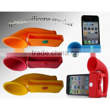 2014dongguan funny silicone phone loudspeaker,silicone phone stand with speaker,silicone phone speaker for iphone