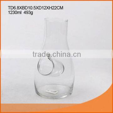 Clear Handmade Round Single Glass Decanter With Ice Hole